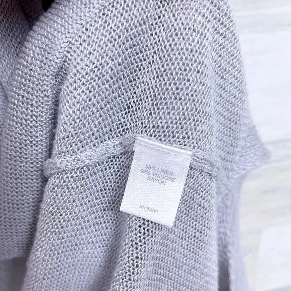 J Jill Linen Open Front Longline Cardigan Gray Pockets Lightweight Womens Small - Picture 7 of 7
